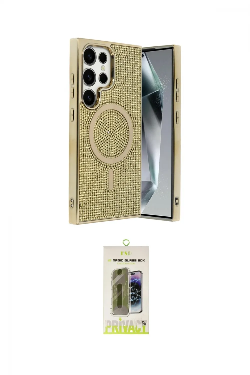 ieg™ Galaxy S24 Ultra Kılıf Eksen Çizgi - Siyah Joko Magic 5D Hayalet Cam