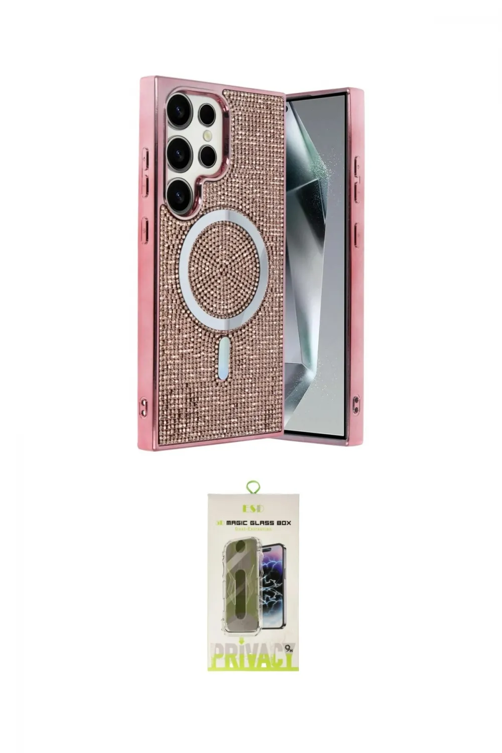 ieg™ Galaxy S24 Ultra Kılıf Eksen Çizgi - Siyah Joko Magic 5D Hayalet Cam