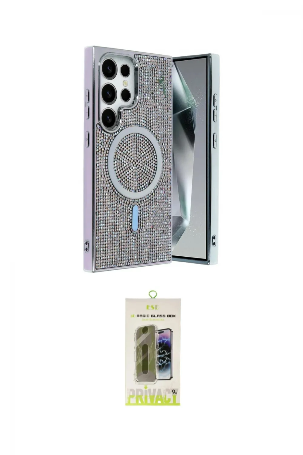 ieg™ Galaxy S24 Ultra Kılıf Eksen Çizgi - Siyah Joko Magic 5D Hayalet Cam
