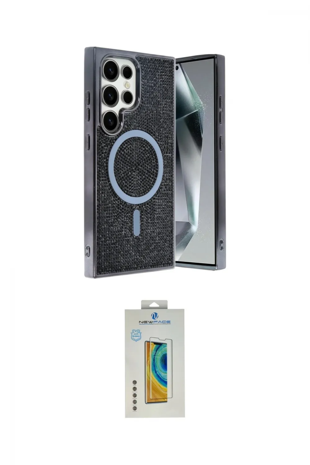 ieg™ Galaxy S24 Ultra Kılıf Eksen Çizgi - Siyah Polymer Nano Ekran Koruyucu