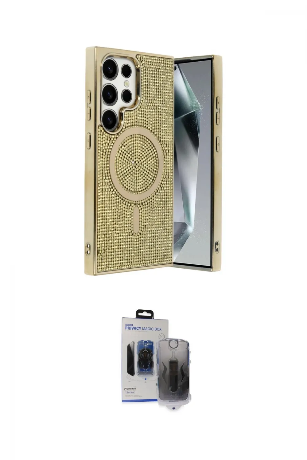ieg™ Galaxy S24 Ultra Kılıf Eksen Çizgi - Siyah Vanessa Magic Hayalet Cam