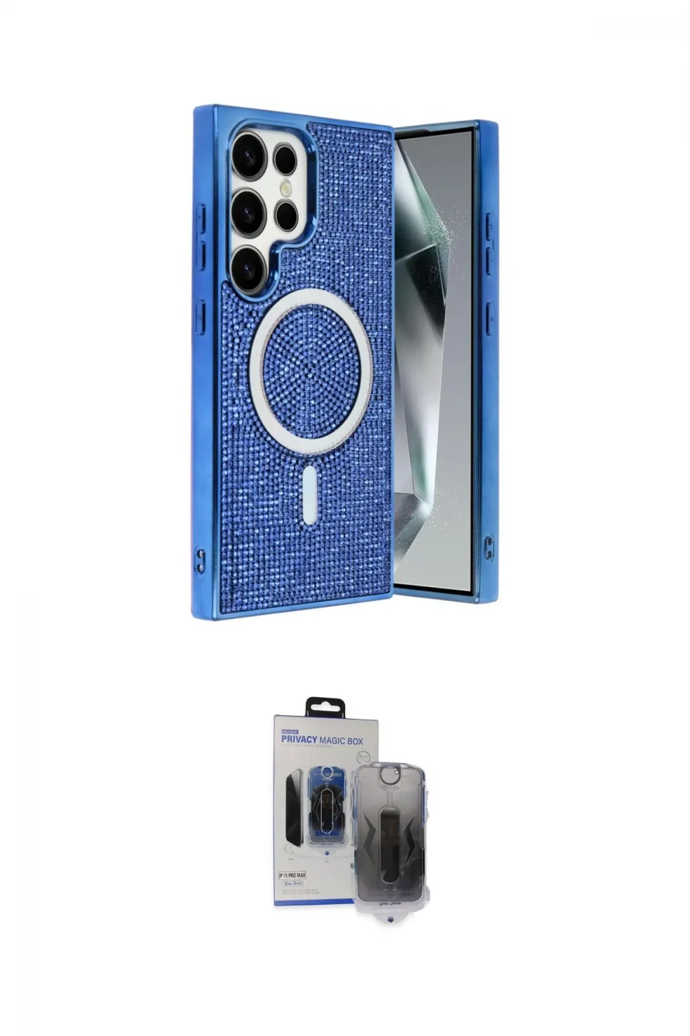 ieg™ Galaxy S24 Ultra Kılıf Eksen Çizgi - Siyah Vanessa Magic Hayalet Cam