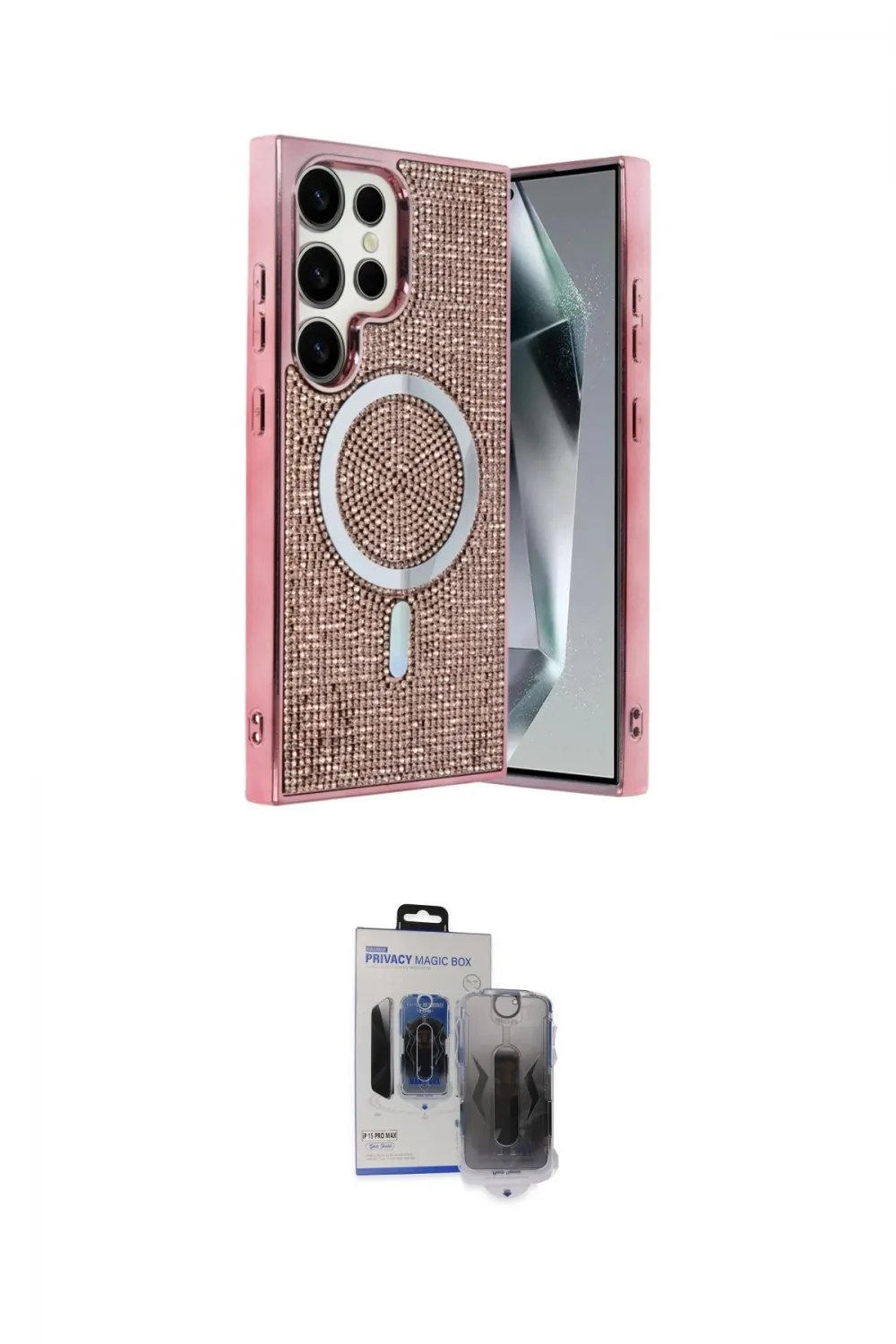 ieg™ Galaxy S24 Ultra Kılıf Eksen Çizgi - Siyah Vanessa Magic Hayalet Cam
