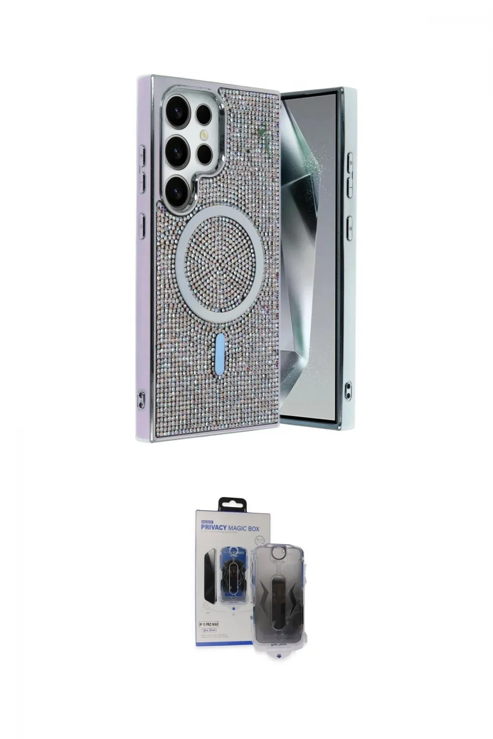 ieg™ Galaxy S24 Ultra Kılıf Eksen Çizgi - Siyah Vanessa Magic Hayalet Cam