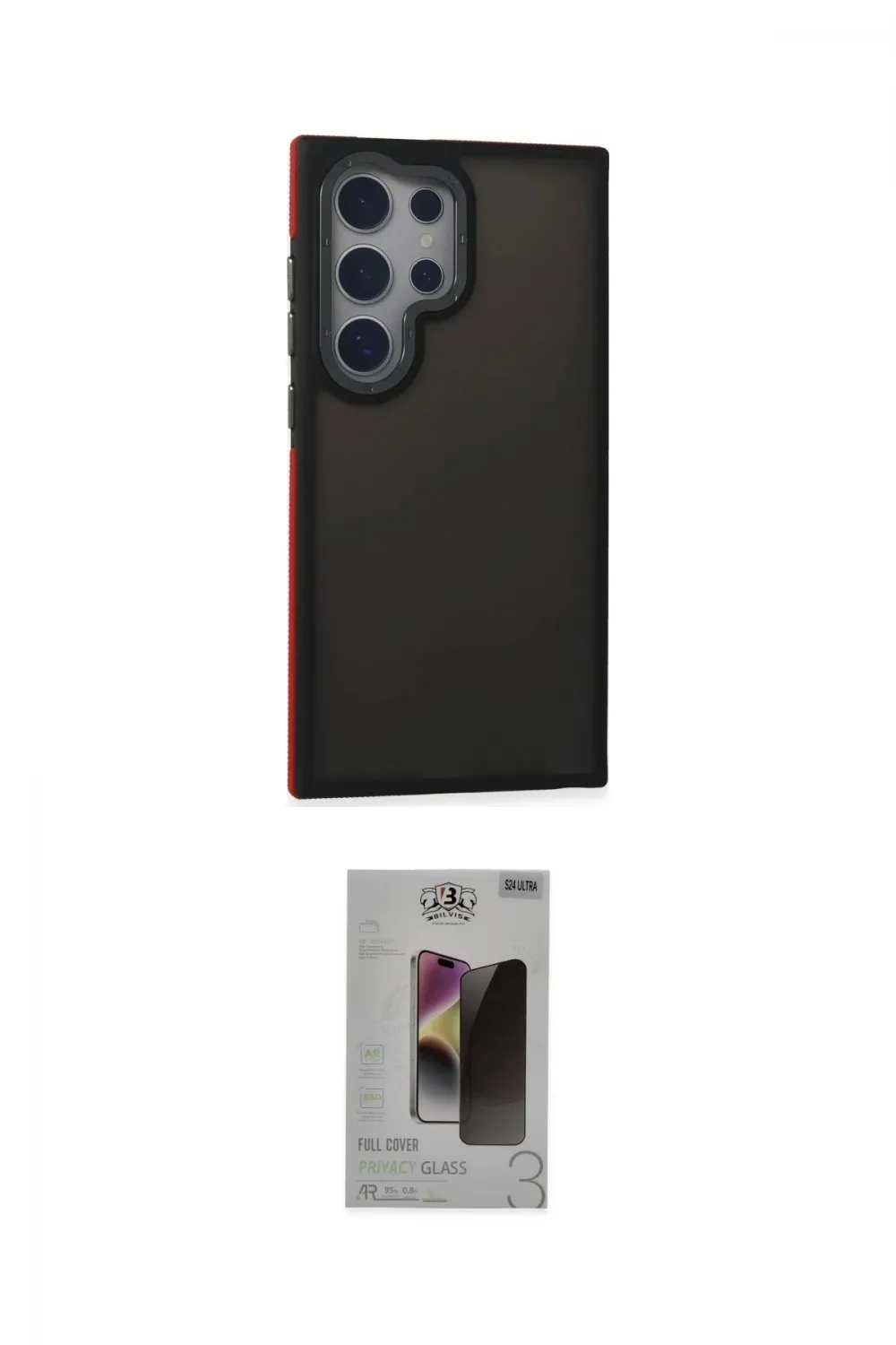 ieg™ Galaxy S24 Ultra Kılıf Eksen Işık - Siyah Bilvis Hayalet Cam Ekran Koruyucu