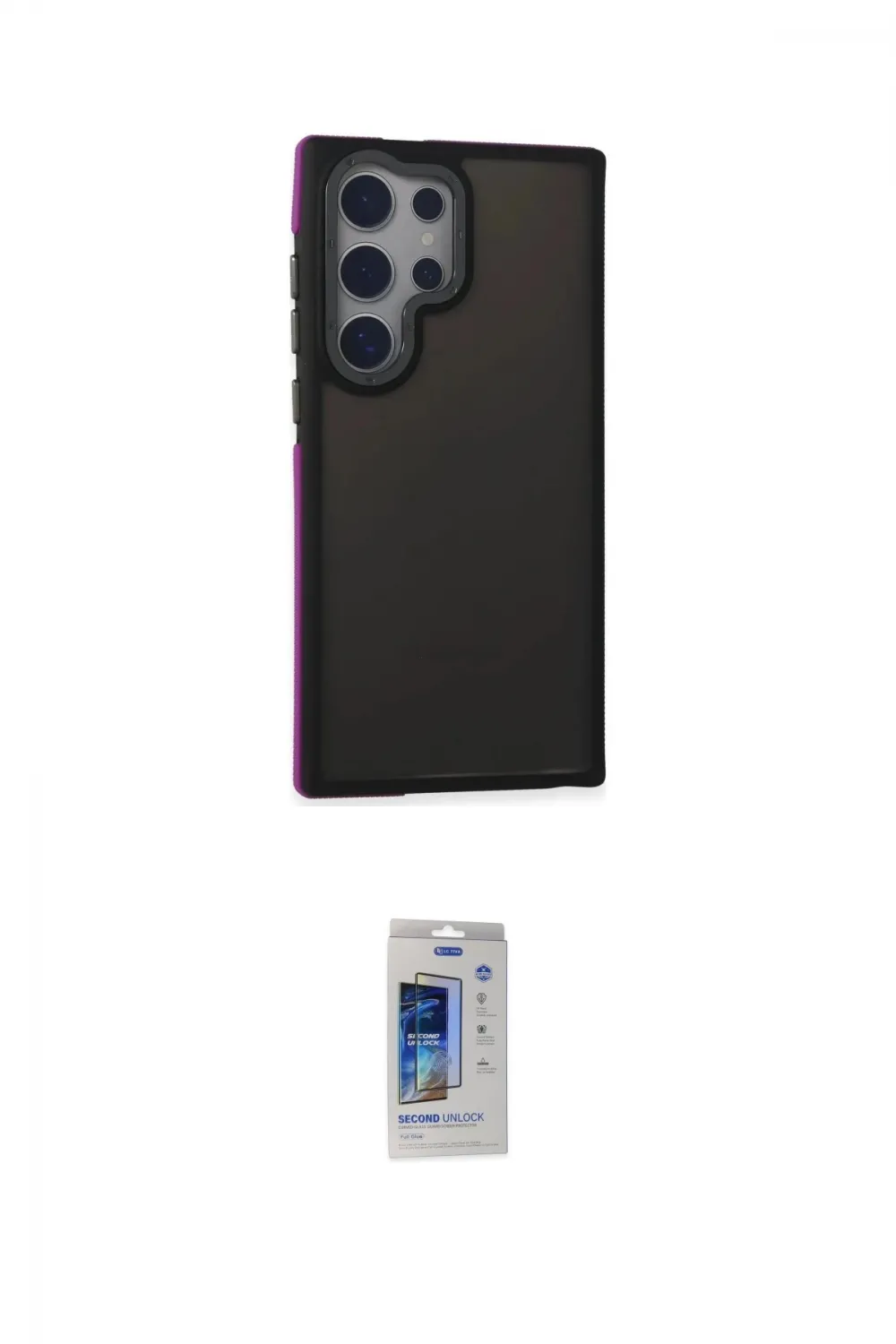 ieg™ Galaxy S24 Ultra Kılıf Eksen Işık - Siyah Durable Full Glue Curved Cam