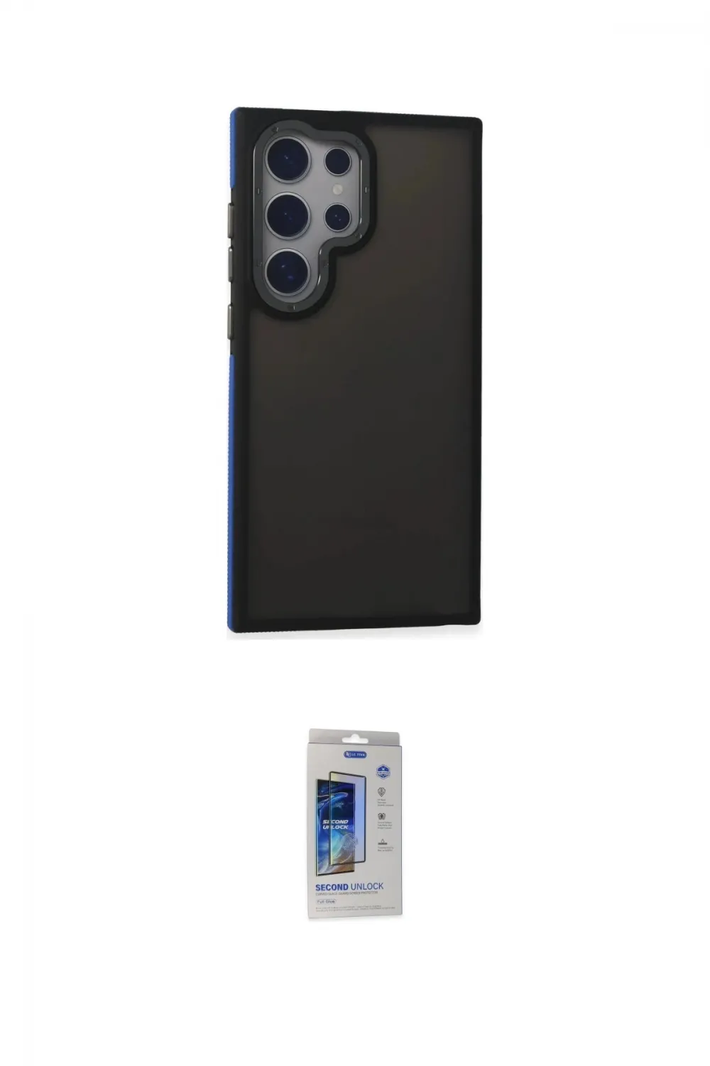 ieg™ Galaxy S24 Ultra Kılıf Eksen Işık - Siyah Durable Full Glue Curved Cam