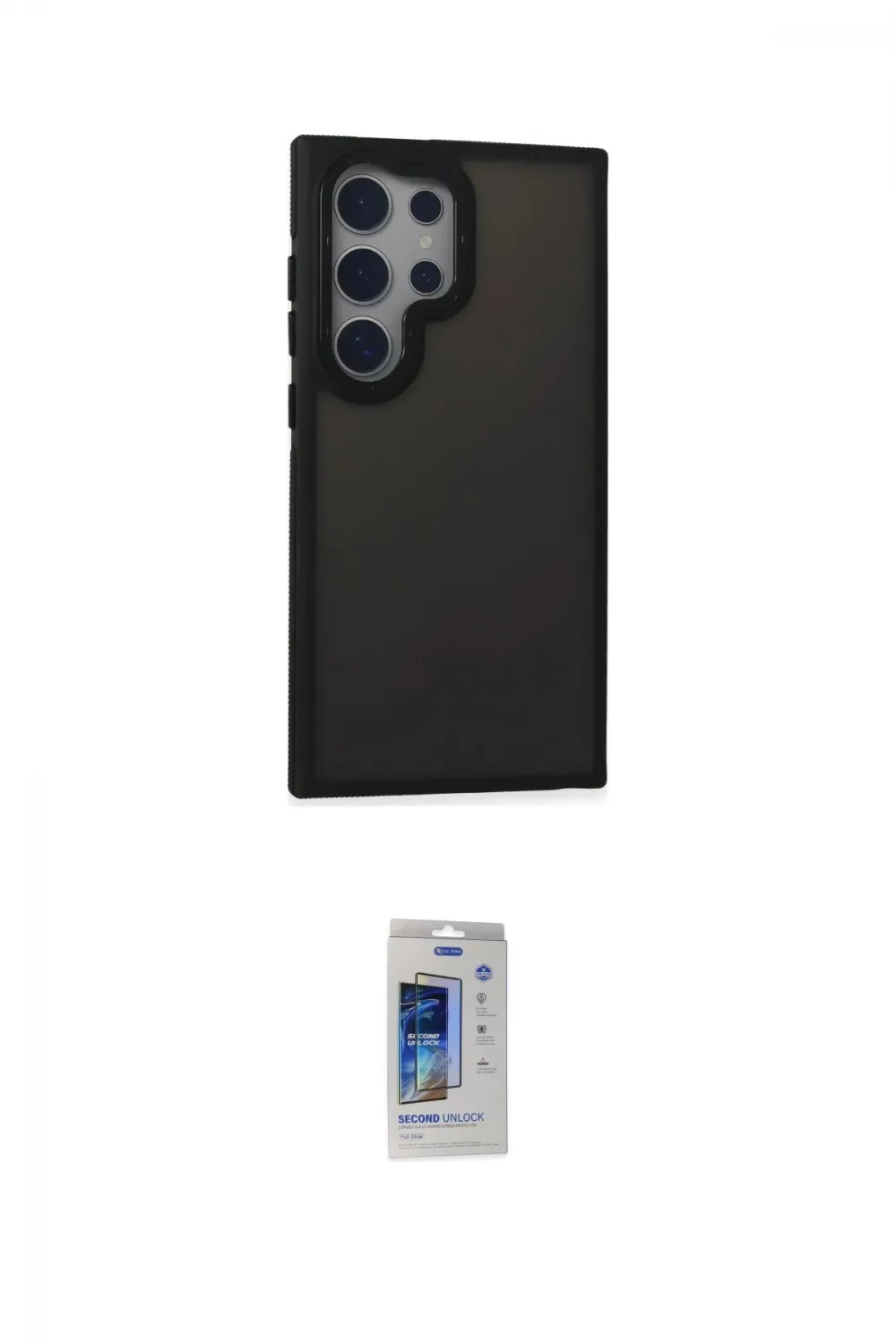 ieg™ Galaxy S24 Ultra Kılıf Eksen Işık - Siyah Durable Full Glue Curved Cam