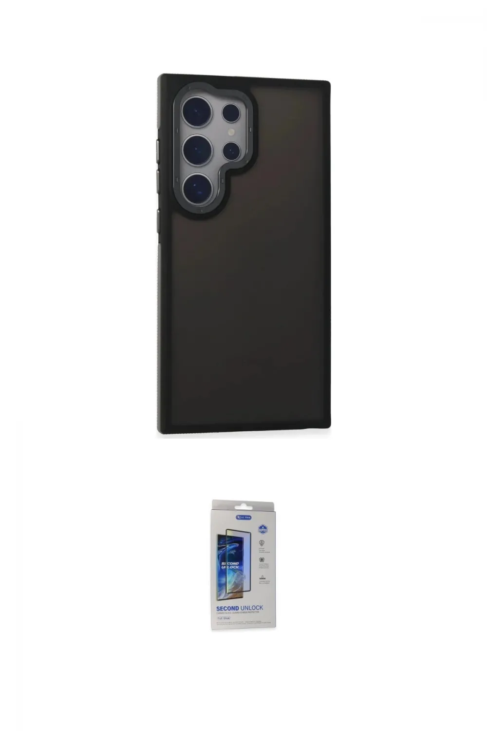 ieg™ Galaxy S24 Ultra Kılıf Eksen Işık - Siyah Durable Full Glue Curved Cam