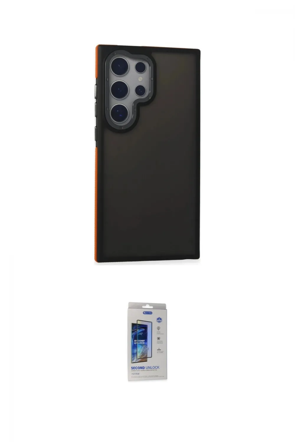 ieg™ Galaxy S24 Ultra Kılıf Eksen Işık - Siyah Durable Full Glue Curved Cam