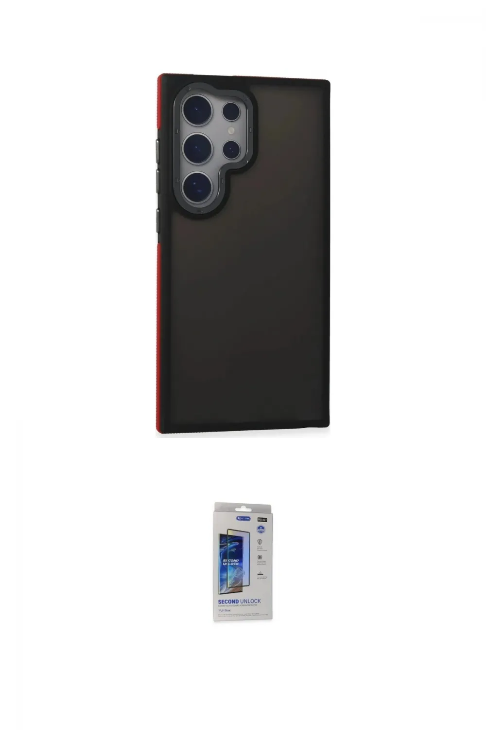 ieg™ Galaxy S24 Ultra Kılıf Eksen Işık - Siyah Durable Full Glue Curved Hayalet Cam