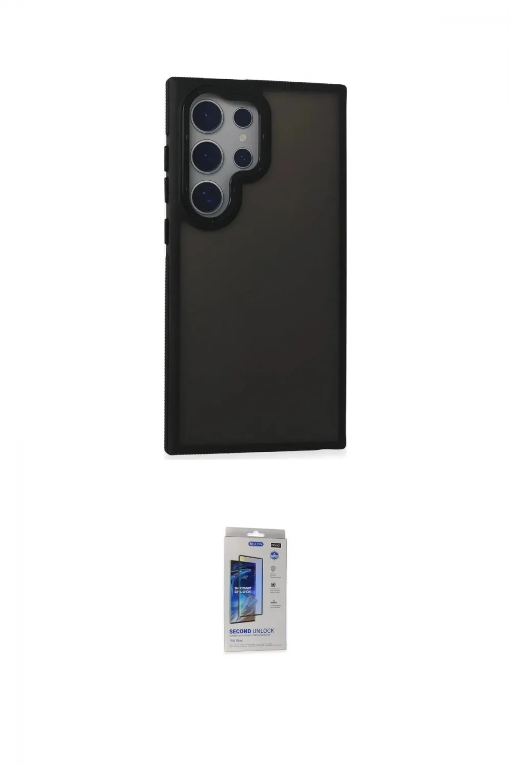 ieg™ Galaxy S24 Ultra Kılıf Eksen Işık - Siyah Durable Full Glue Curved Hayalet Cam