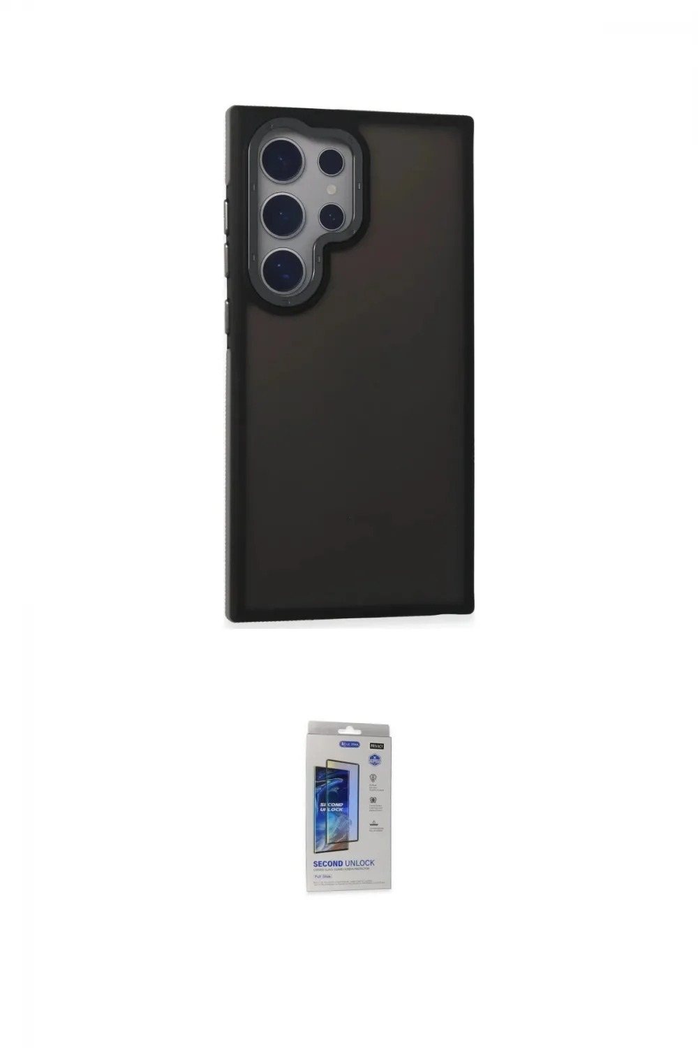 ieg™ Galaxy S24 Ultra Kılıf Eksen Işık - Siyah Durable Full Glue Curved Hayalet Cam
