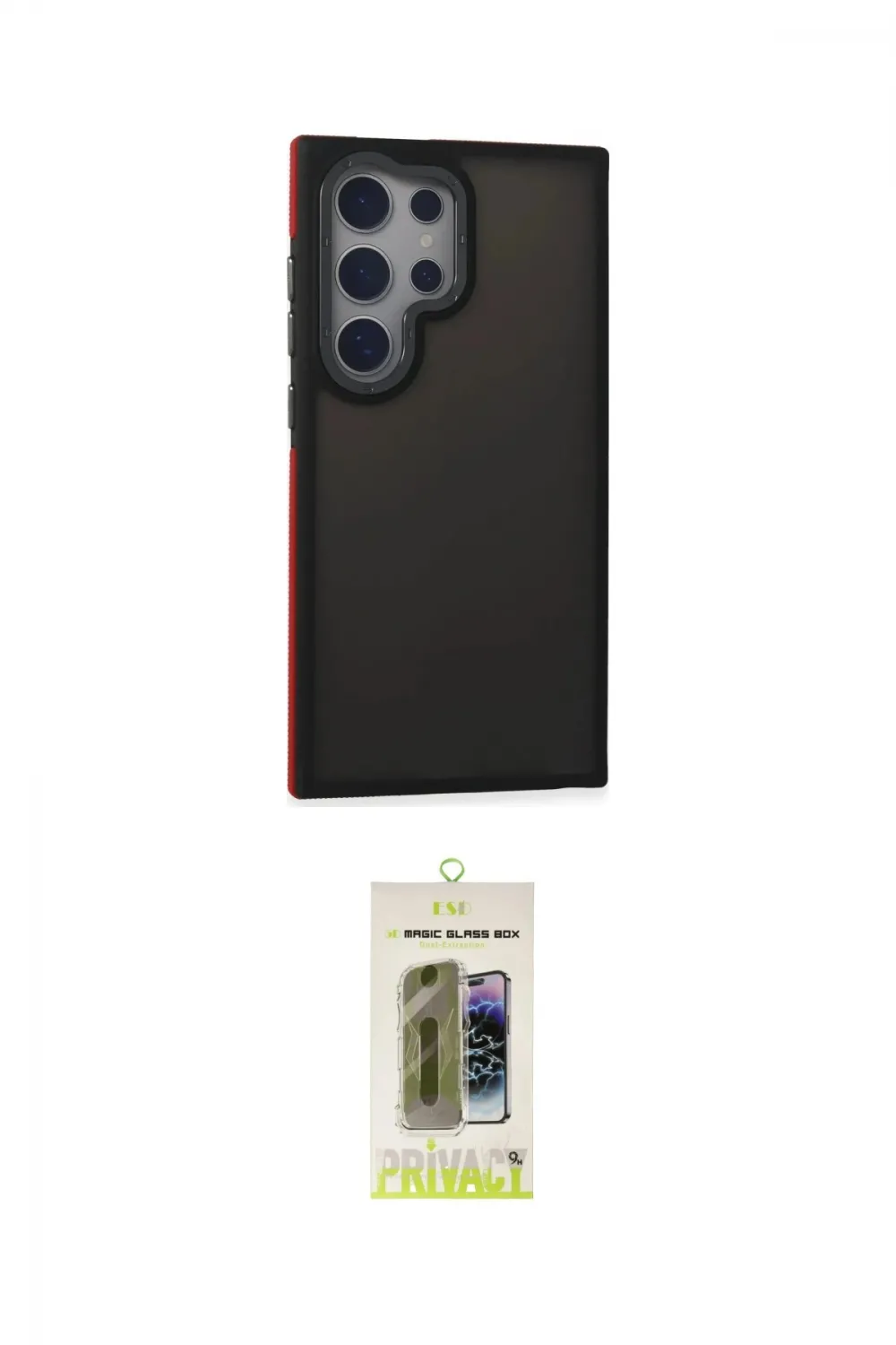 ieg™ Galaxy S24 Ultra Kılıf Eksen Işık - Siyah Joko Magic 5D Hayalet Cam