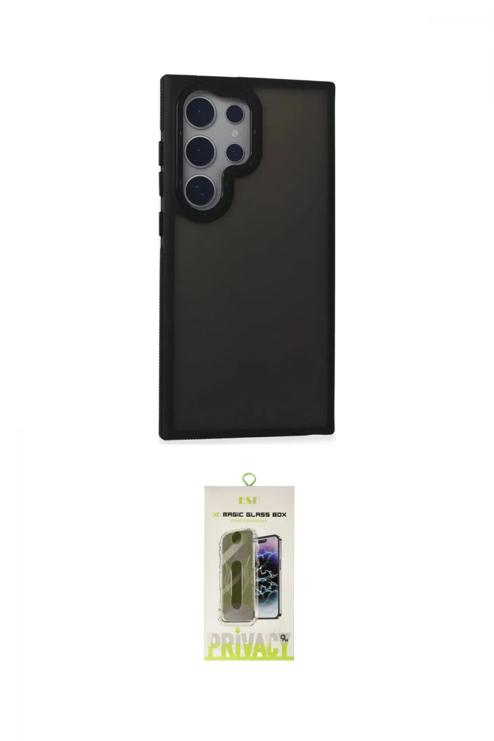 ieg™ Galaxy S24 Ultra Kılıf Eksen Işık - Siyah Joko Magic 5D Hayalet Cam