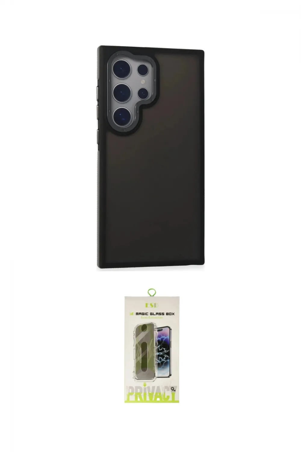 ieg™ Galaxy S24 Ultra Kılıf Eksen Işık - Siyah Joko Magic 5D Hayalet Cam