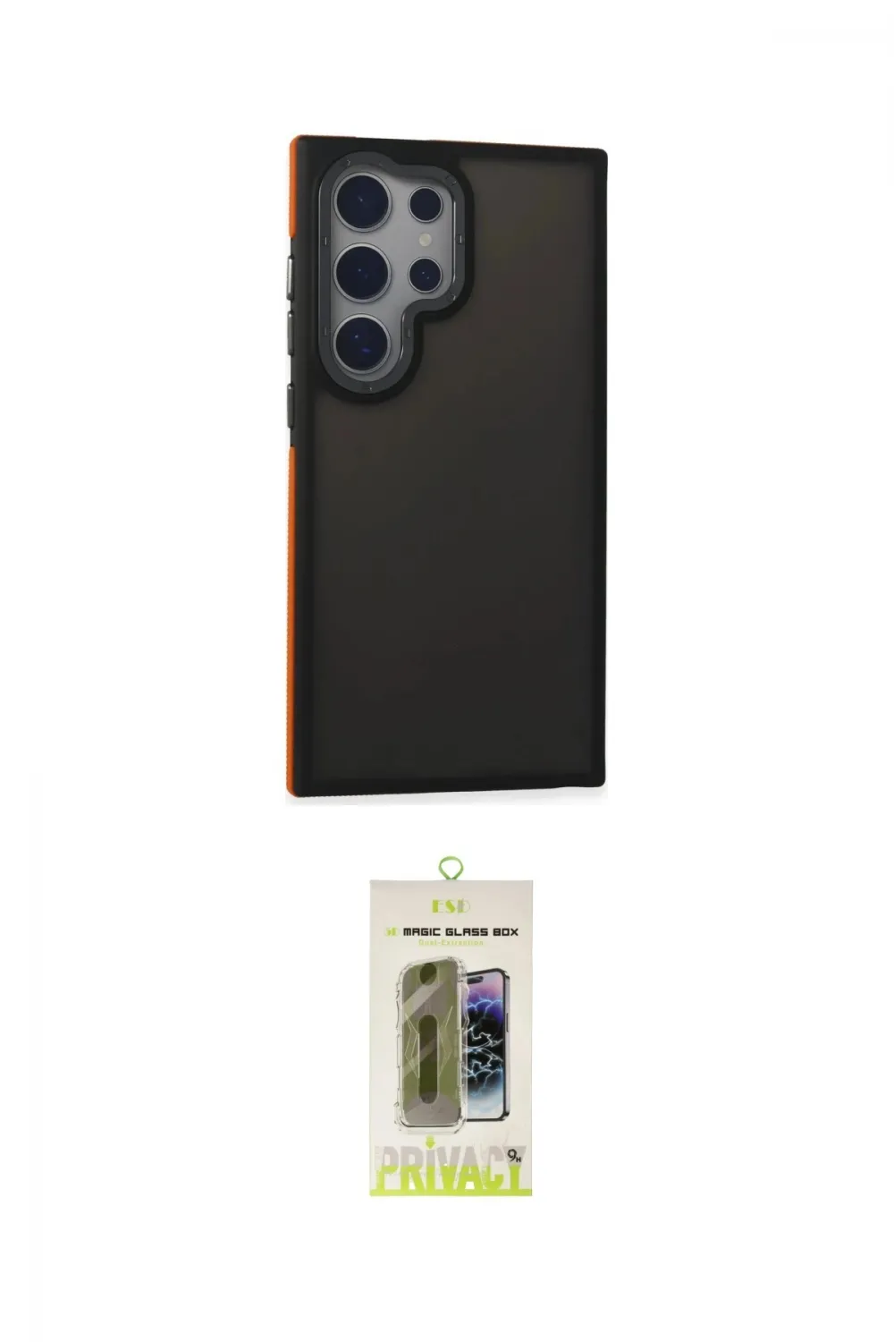 ieg™ Galaxy S24 Ultra Kılıf Eksen Işık - Siyah Joko Magic 5D Hayalet Cam