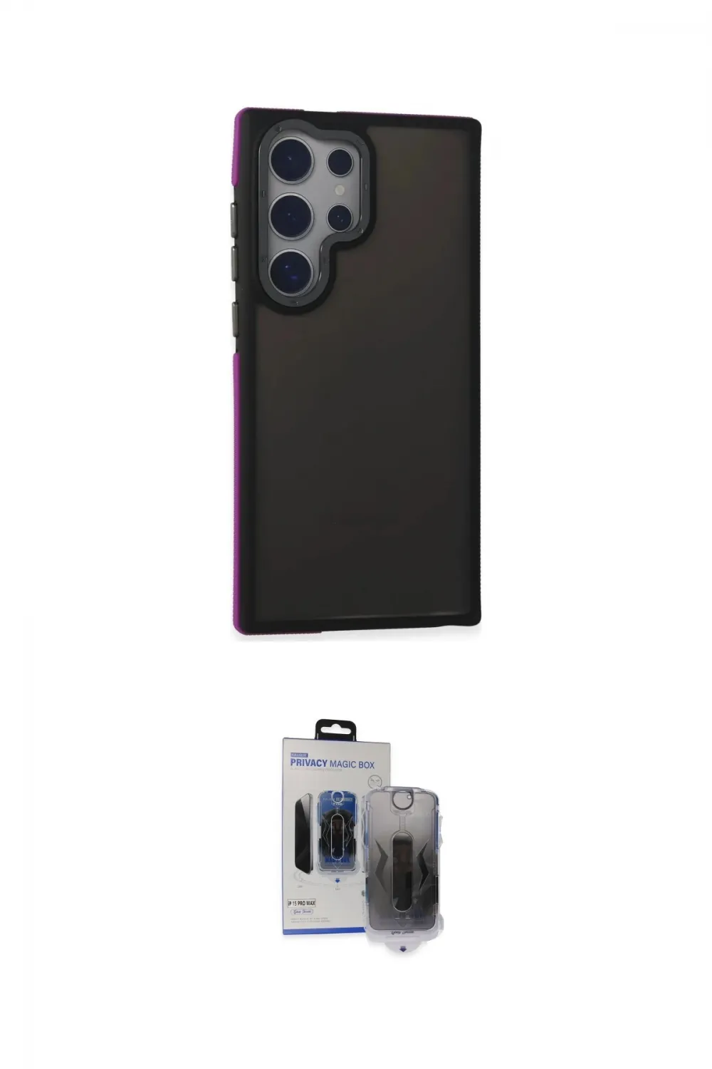 ieg™ Galaxy S24 Ultra Kılıf Eksen Işık - Siyah Vanessa Magic Hayalet Cam