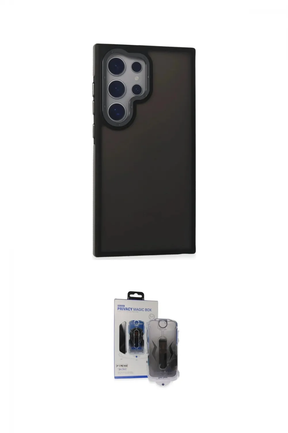 ieg™ Galaxy S24 Ultra Kılıf Eksen Işık - Siyah Vanessa Magic Hayalet Cam