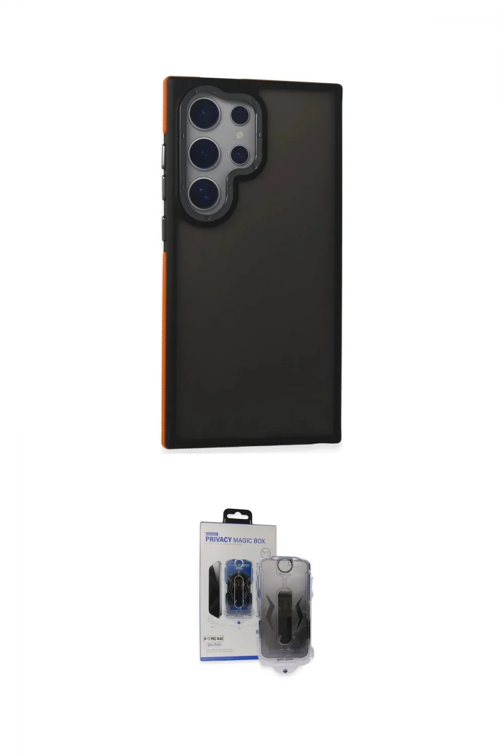 ieg™ Galaxy S24 Ultra Kılıf Eksen Işık - Siyah Vanessa Magic Hayalet Cam