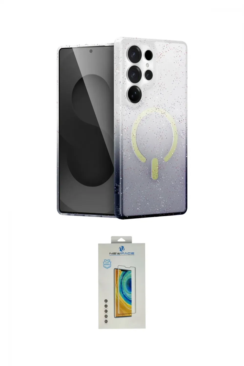 ieg™ Galaxy S24 Ultra Kılıf Eksen Minimal Özel Seri - Siyah Polymer Nano Ekran Koruyucu