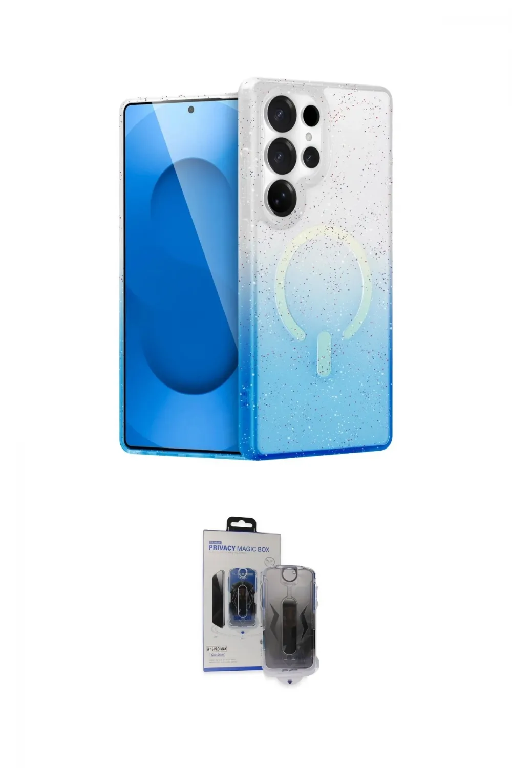 ieg™ Galaxy S24 Ultra Kılıf Eksen Minimal Özel Seri - Siyah Vanessa Magic Hayalet Cam