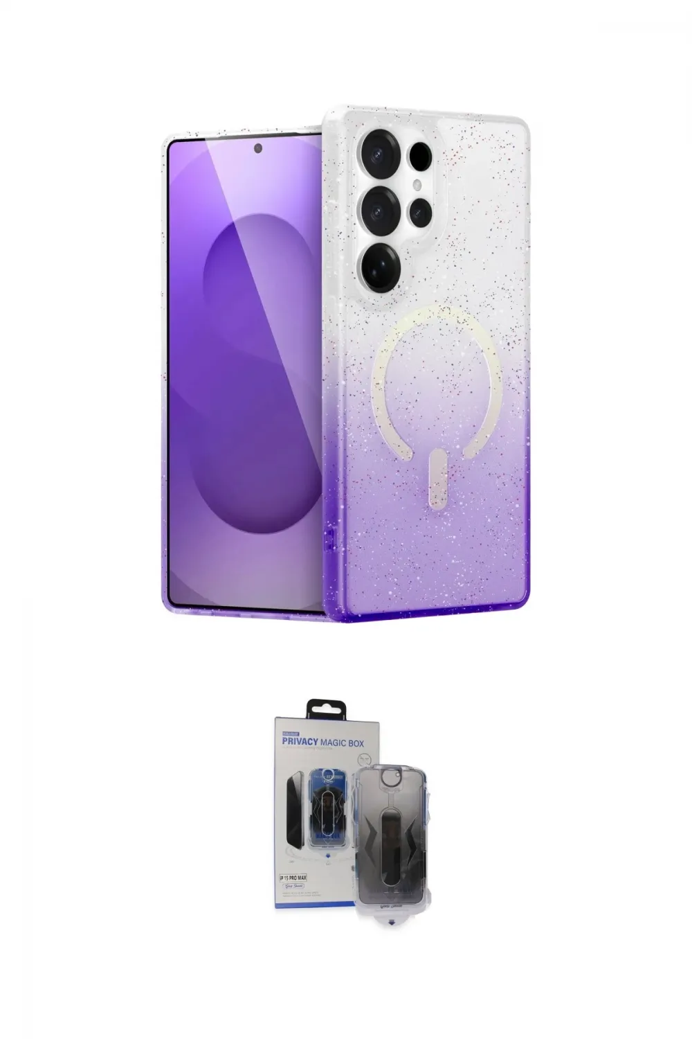 ieg™ Galaxy S24 Ultra Kılıf Eksen Minimal Özel Seri - Siyah Vanessa Magic Hayalet Cam