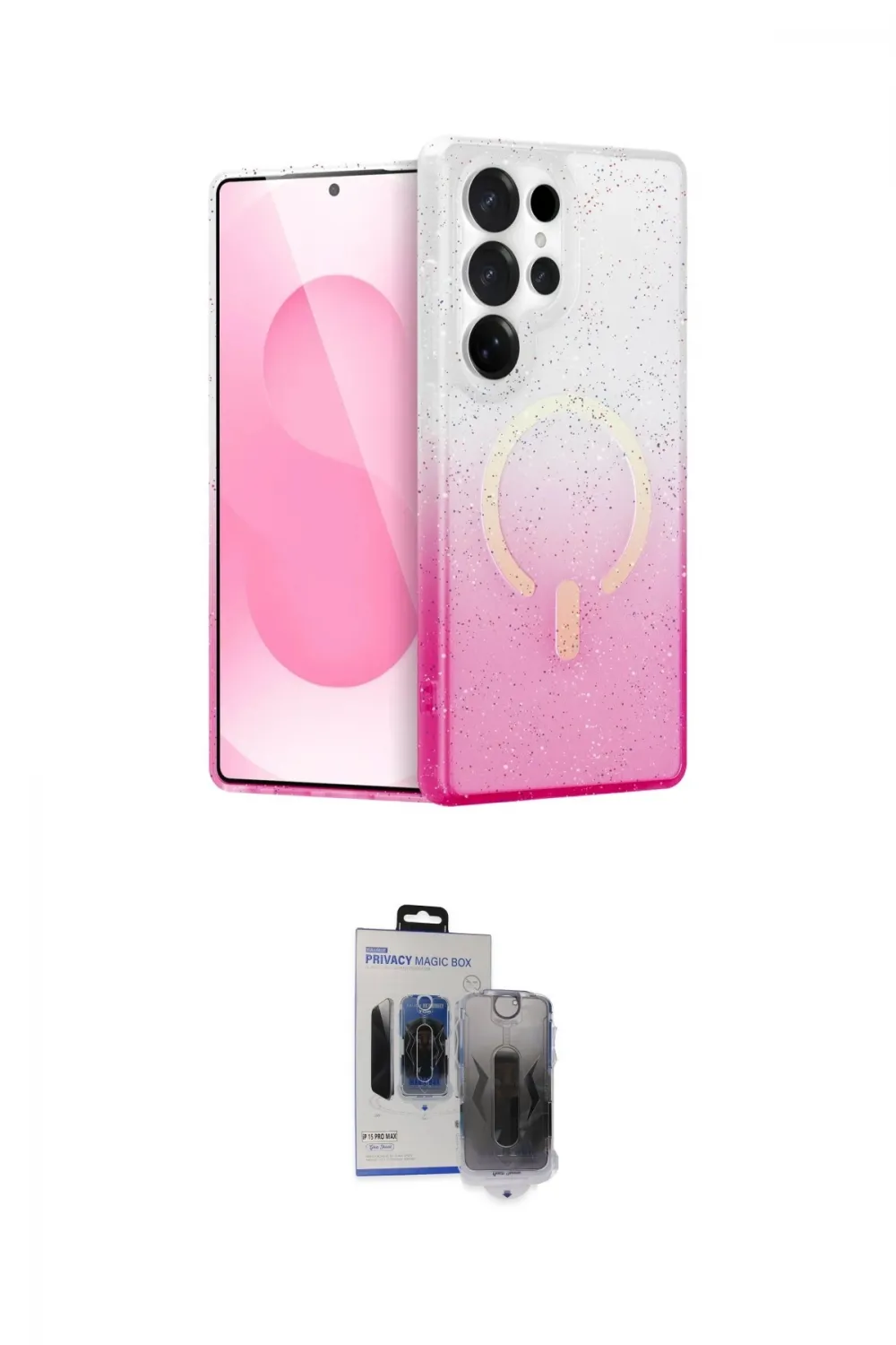 ieg™ Galaxy S24 Ultra Kılıf Eksen Minimal Özel Seri - Siyah Vanessa Magic Hayalet Cam