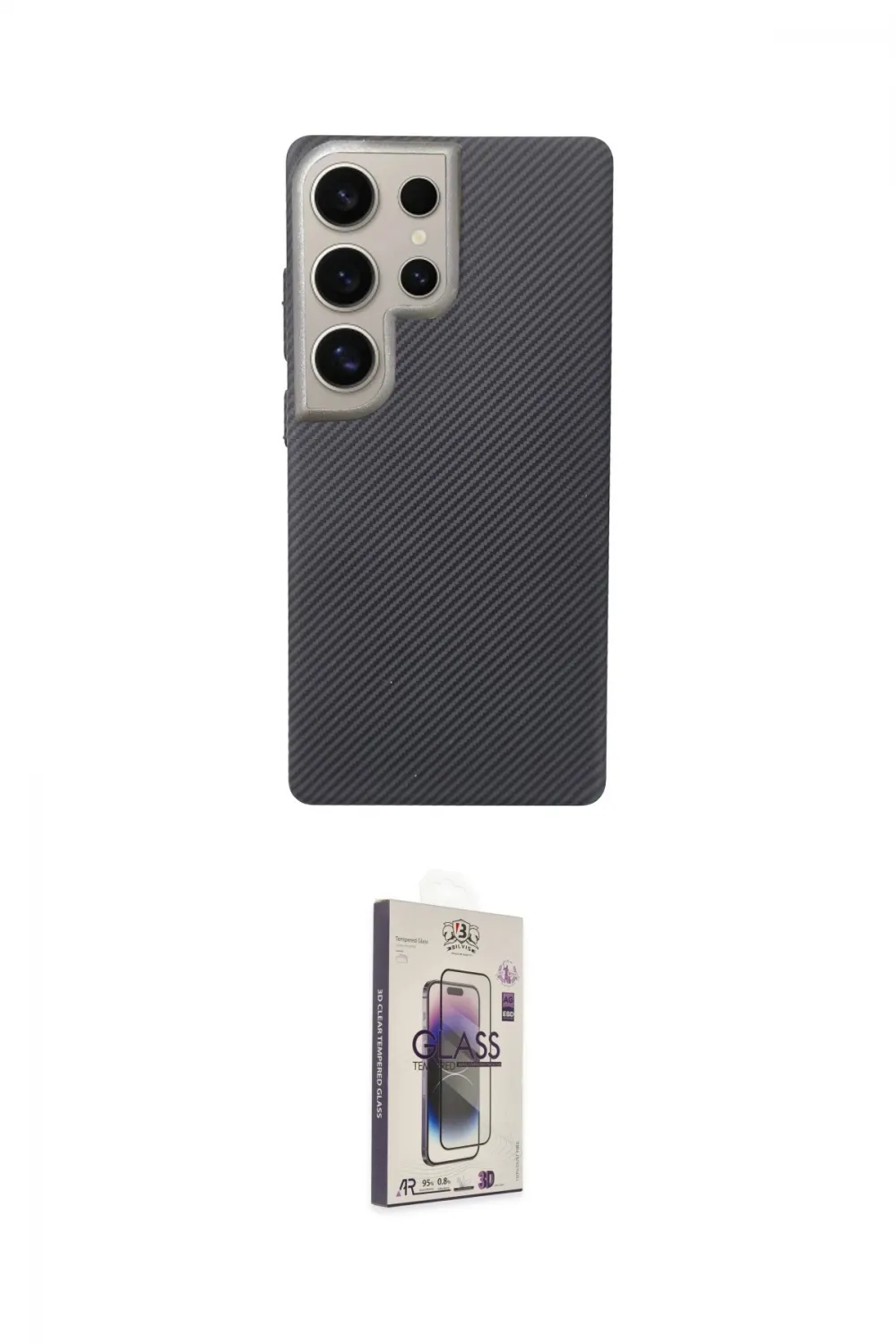 ieg™ Galaxy S24 Ultra Kılıf Eksen Prime - Siyah Bilvis 3D Cam Ekran Koruyucu