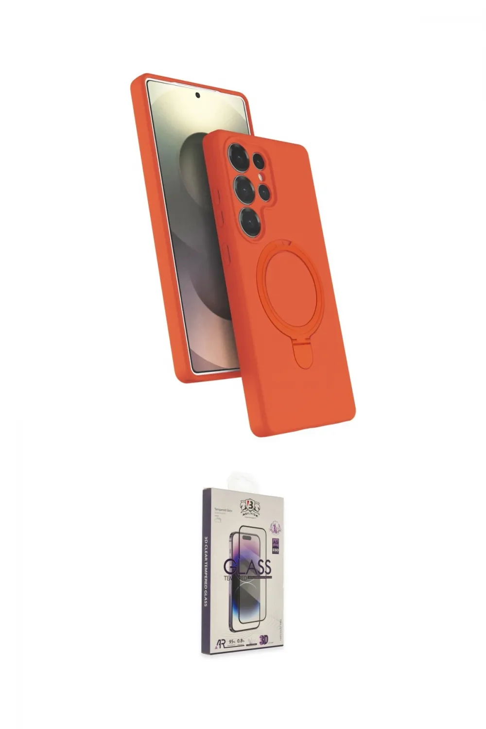 ieg™ Galaxy S24 Ultra Kılıf İz Işık Koleksiyonu - Siyah Bilvis 3D Cam Ekran Koruyucu