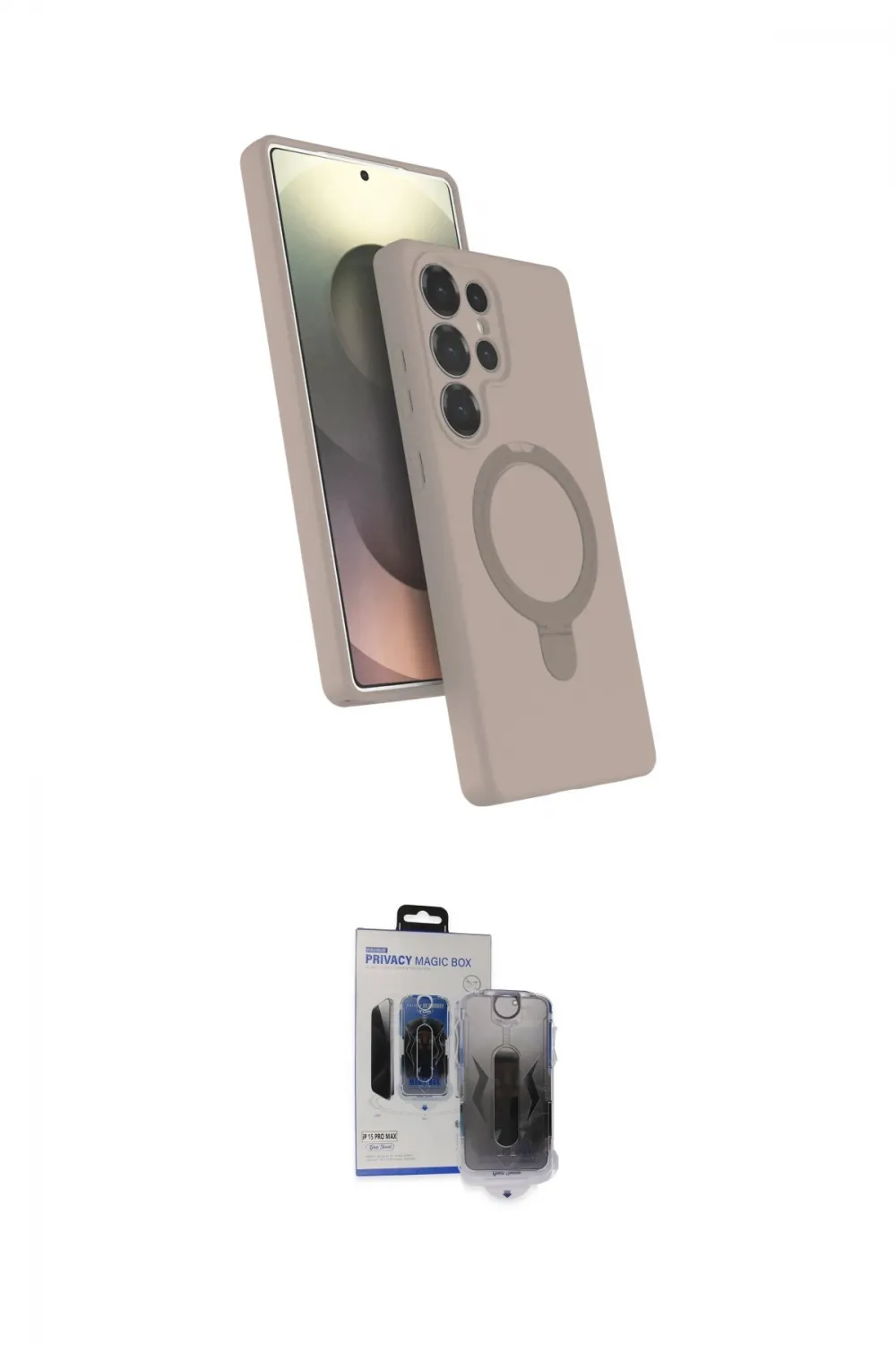 ieg™ Galaxy S24 Ultra Kılıf İz Işık Koleksiyonu - Siyah Vanessa Magic Hayalet Cam