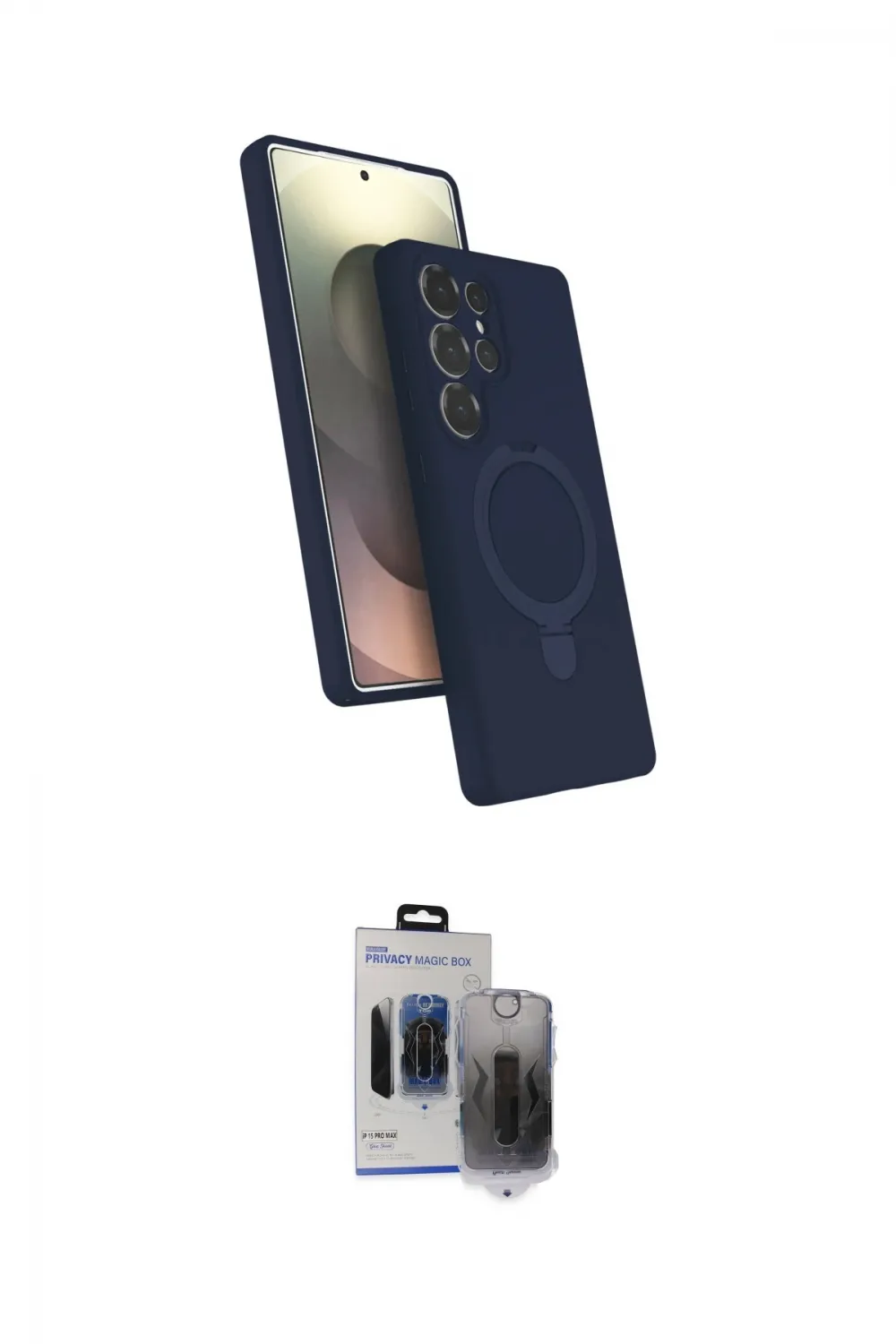 ieg™ Galaxy S24 Ultra Kılıf İz Işık Koleksiyonu - Siyah Vanessa Magic Hayalet Cam