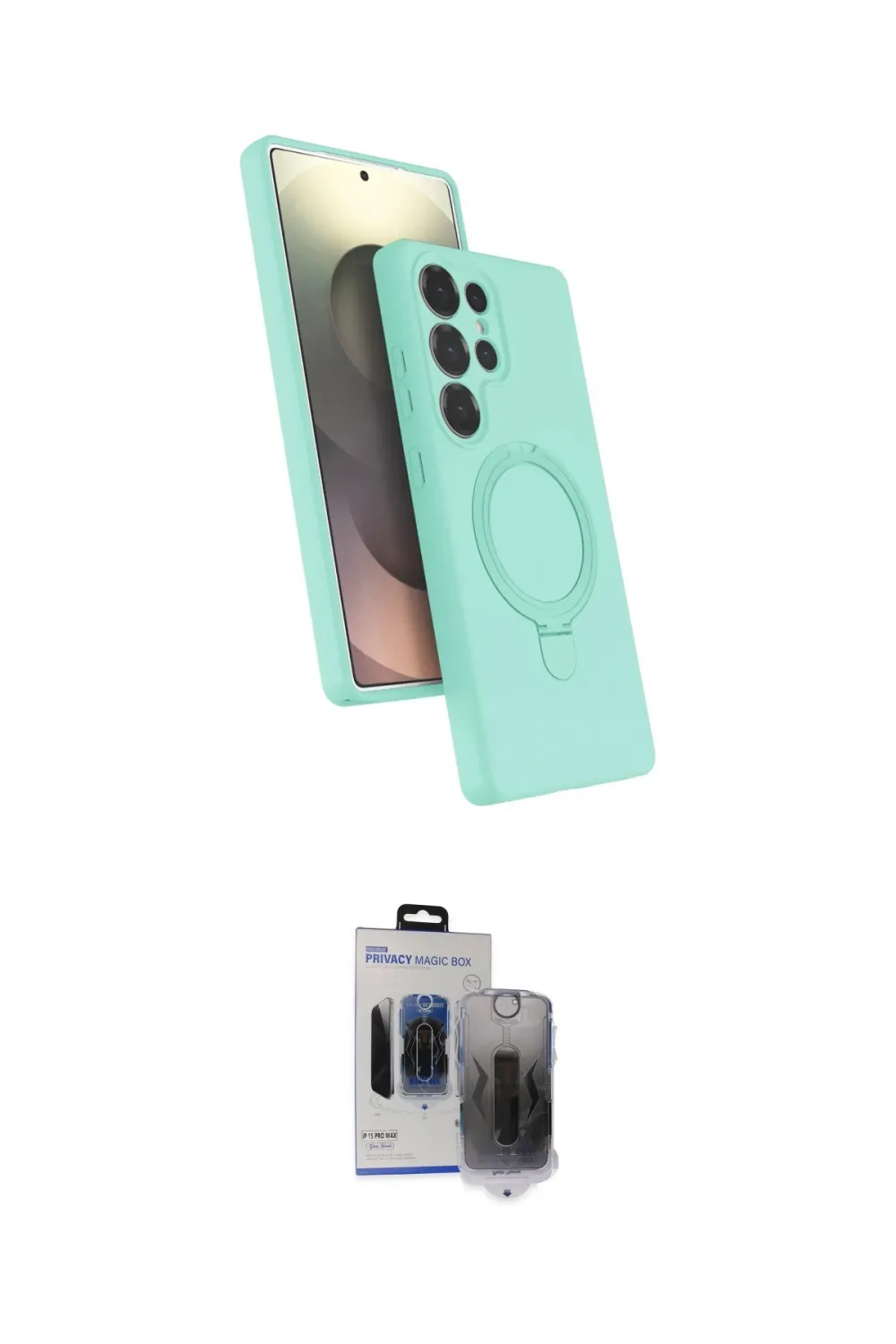 ieg™ Galaxy S24 Ultra Kılıf İz Işık Koleksiyonu - Siyah Vanessa Magic Hayalet Cam