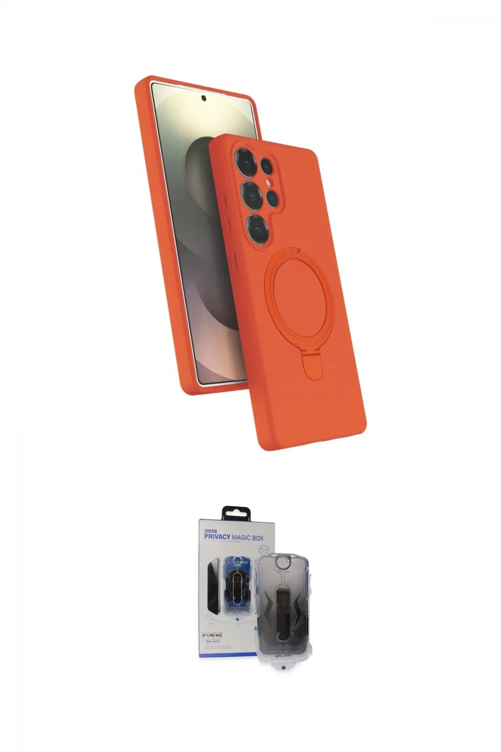 ieg™ Galaxy S24 Ultra Kılıf İz Işık Koleksiyonu - Siyah Vanessa Magic Hayalet Cam