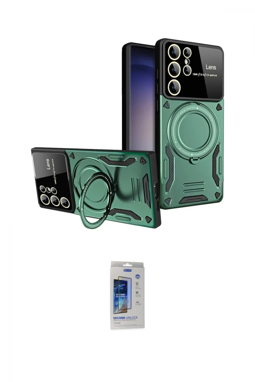 ieg™ Galaxy S24 Ultra Kılıf Kıvılcım Modern Serisi - Siyah Durable Full Glue Curved Cam