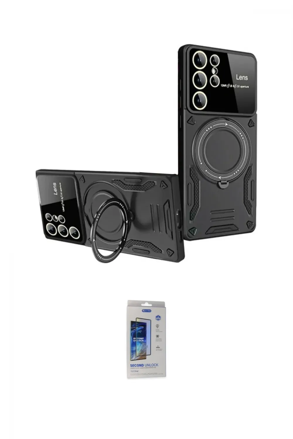 ieg™ Galaxy S24 Ultra Kılıf Kıvılcım Modern Serisi - Siyah Durable Full Glue Curved Cam