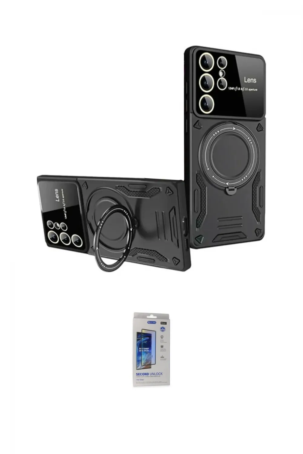 ieg™ Galaxy S24 Ultra Kılıf Kıvılcım Modern Serisi - Siyah Durable Full Glue Curved Hayalet Cam