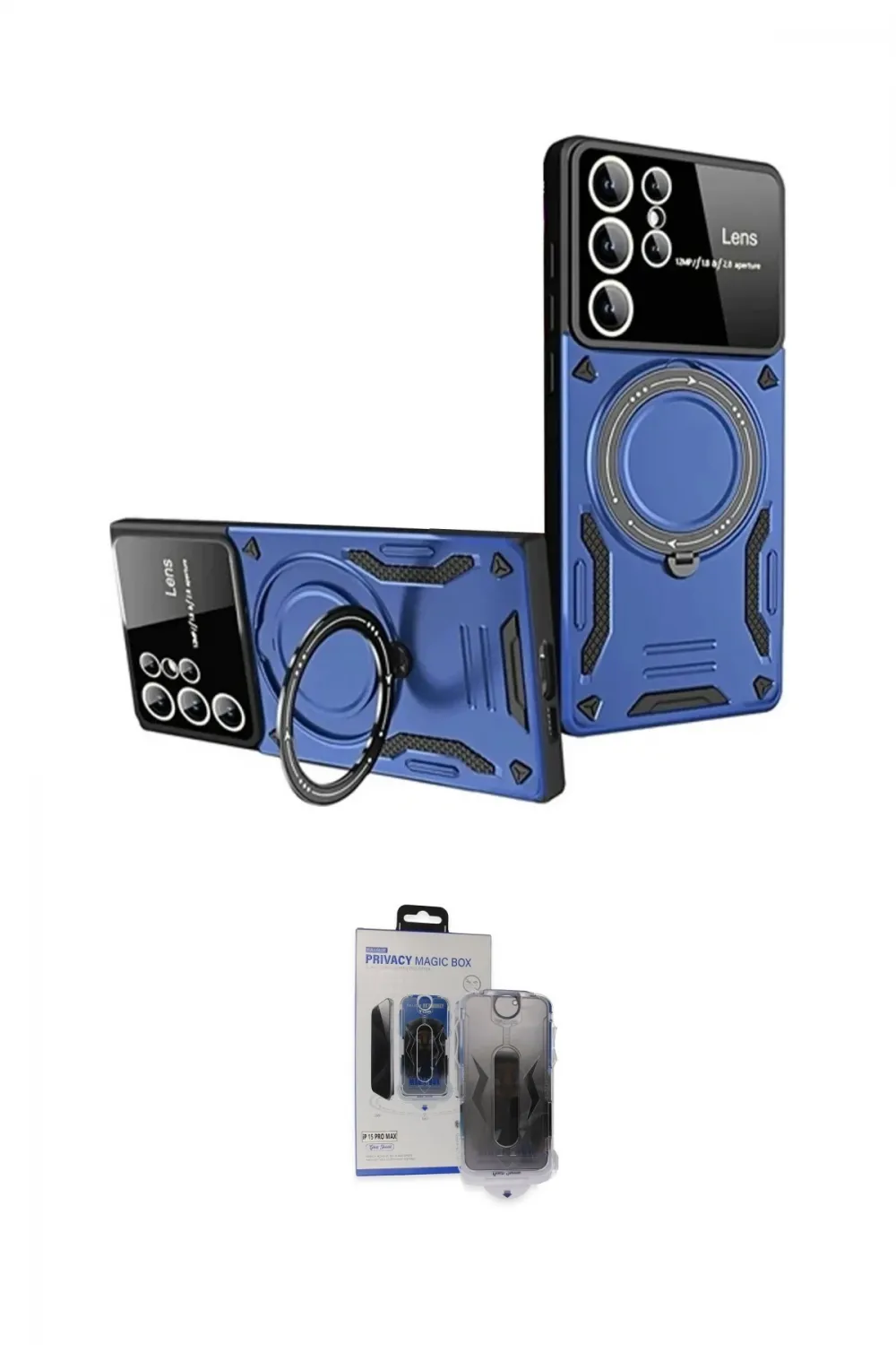 ieg™ Galaxy S24 Ultra Kılıf Kıvılcım Modern Serisi - Siyah Vanessa Magic Hayalet Cam