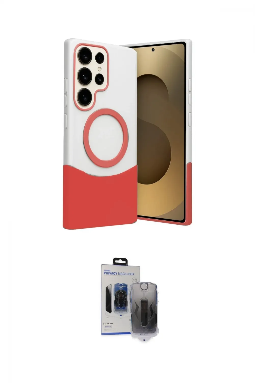 ieg™ Galaxy S24 Ultra Kılıf Kozmos Form Özel Seri - Siyah Vanessa Magic Hayalet Cam