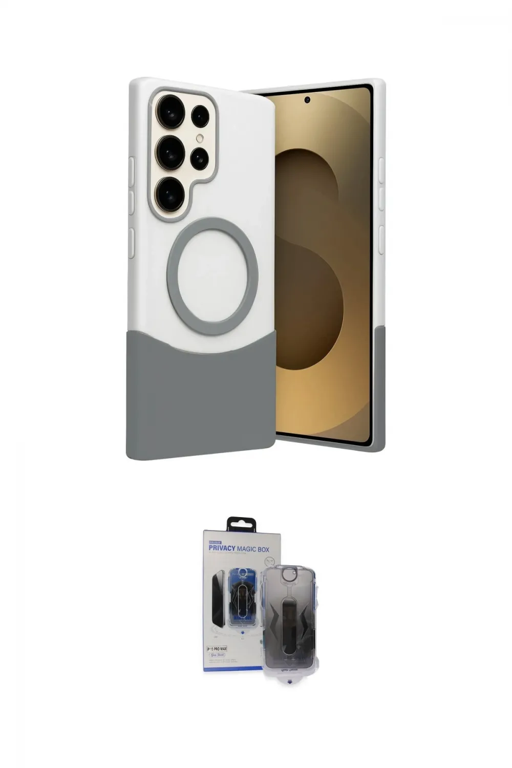 ieg™ Galaxy S24 Ultra Kılıf Kozmos Form Özel Seri - Siyah Vanessa Magic Hayalet Cam