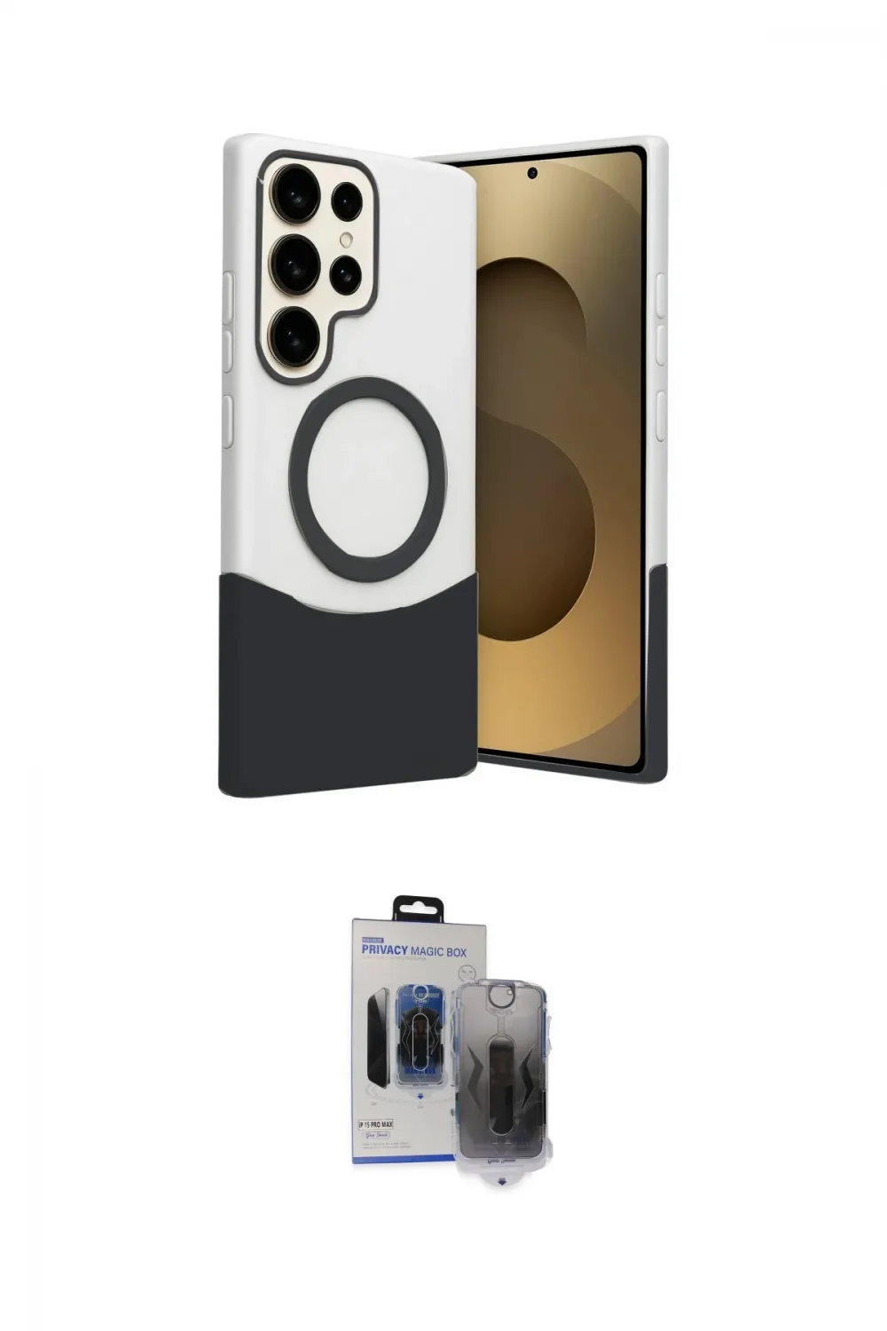 ieg™ Galaxy S24 Ultra Kılıf Kozmos Form Özel Seri - Siyah Vanessa Magic Hayalet Cam