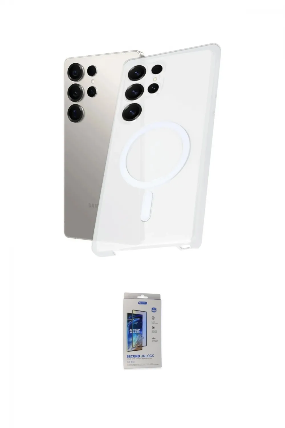 ieg™ Galaxy S24 Ultra Kılıf Kutup Minimal - Siyah Durable Full Glue Curved Cam