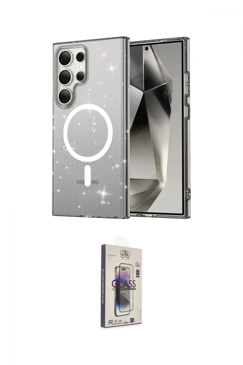 ieg™ Galaxy S24 Ultra Kılıf Nova Asil Prime - Siyah Bilvis 3D Cam Ekran Koruyucu