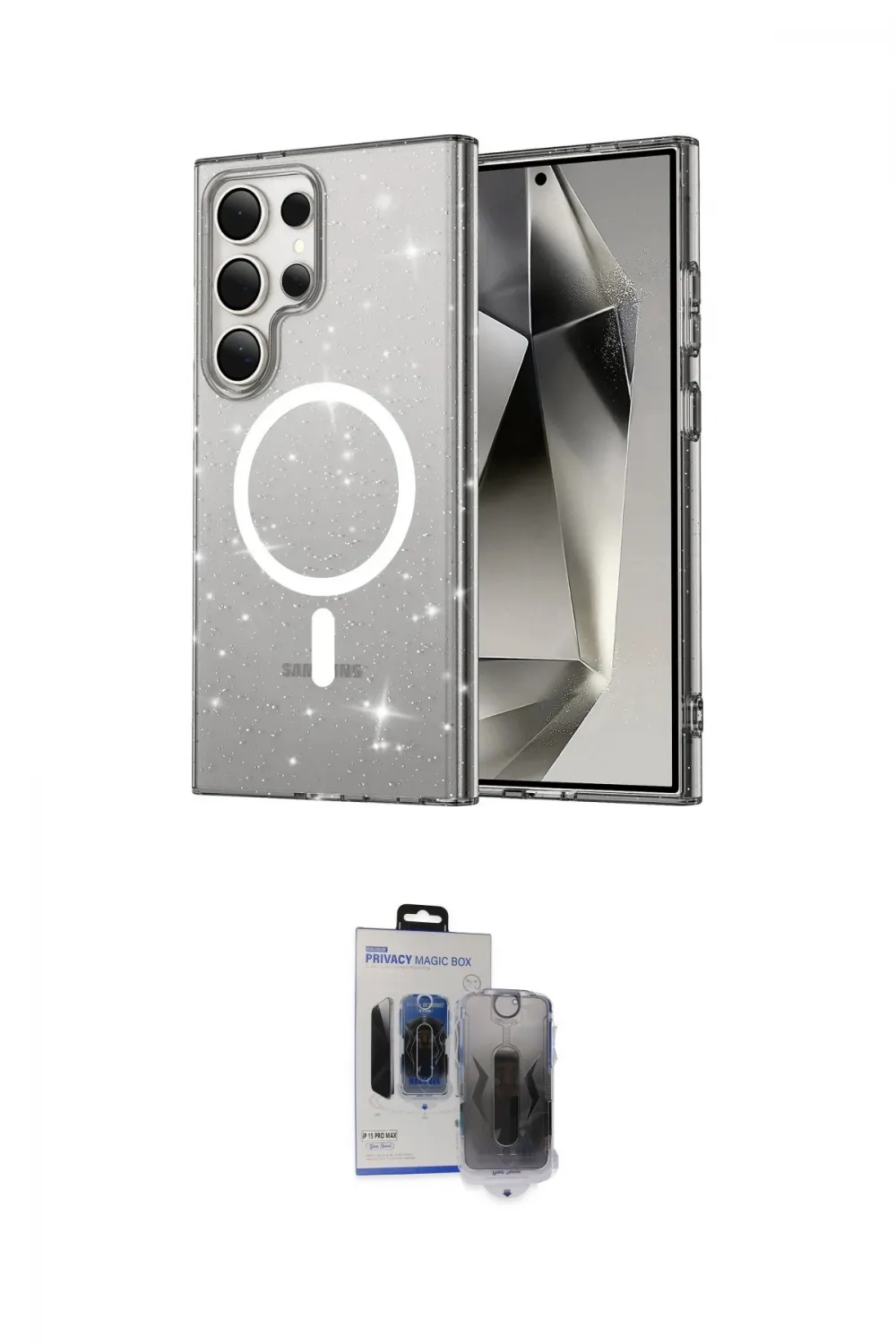 ieg™ Galaxy S24 Ultra Kılıf Nova Asil Prime - Siyah Vanessa Magic Hayalet Cam