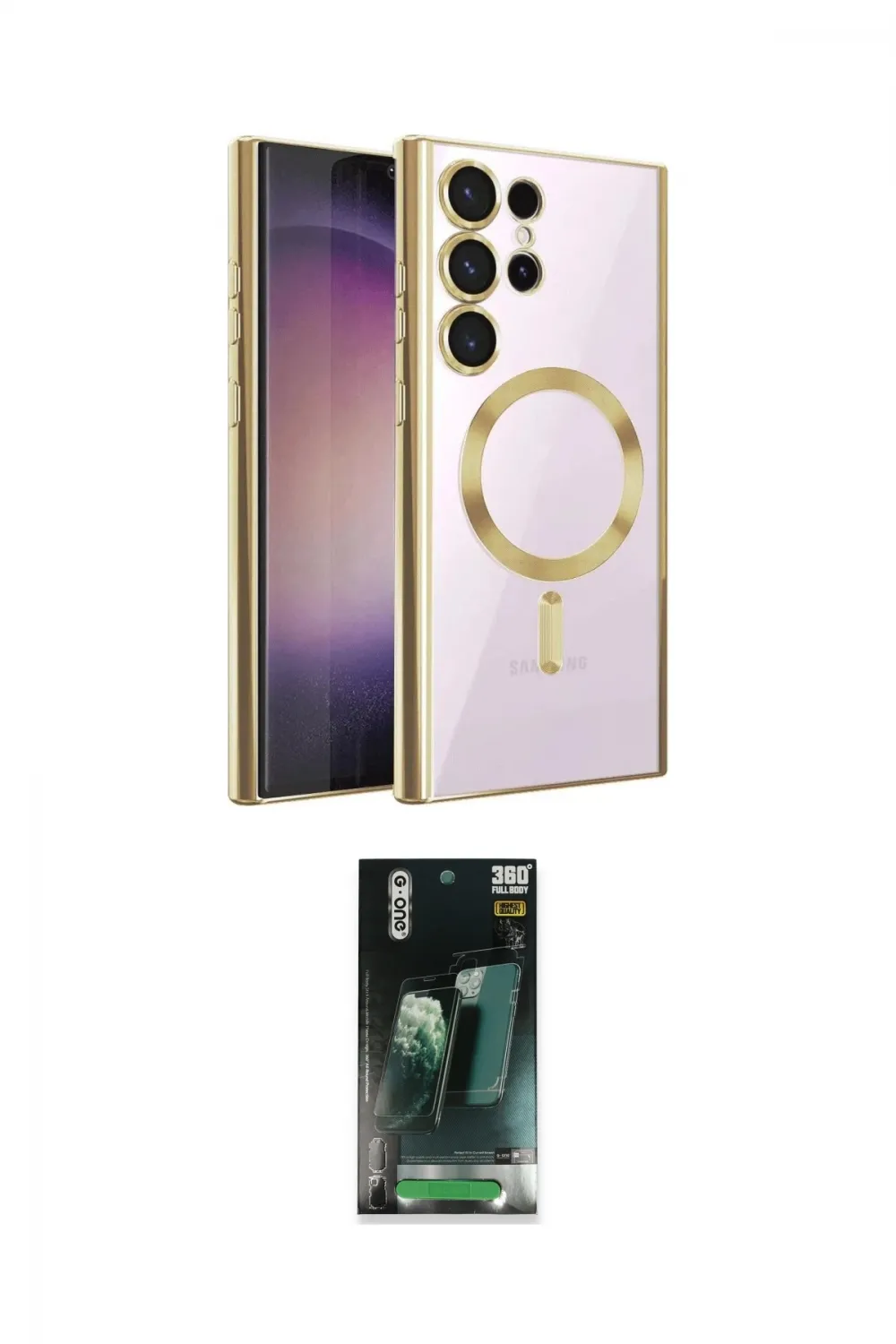 ieg™ Galaxy S24 Ultra Kılıf Nova Işık Özel Seri - Şeffaf 360 Full Body Arka Koruyucu