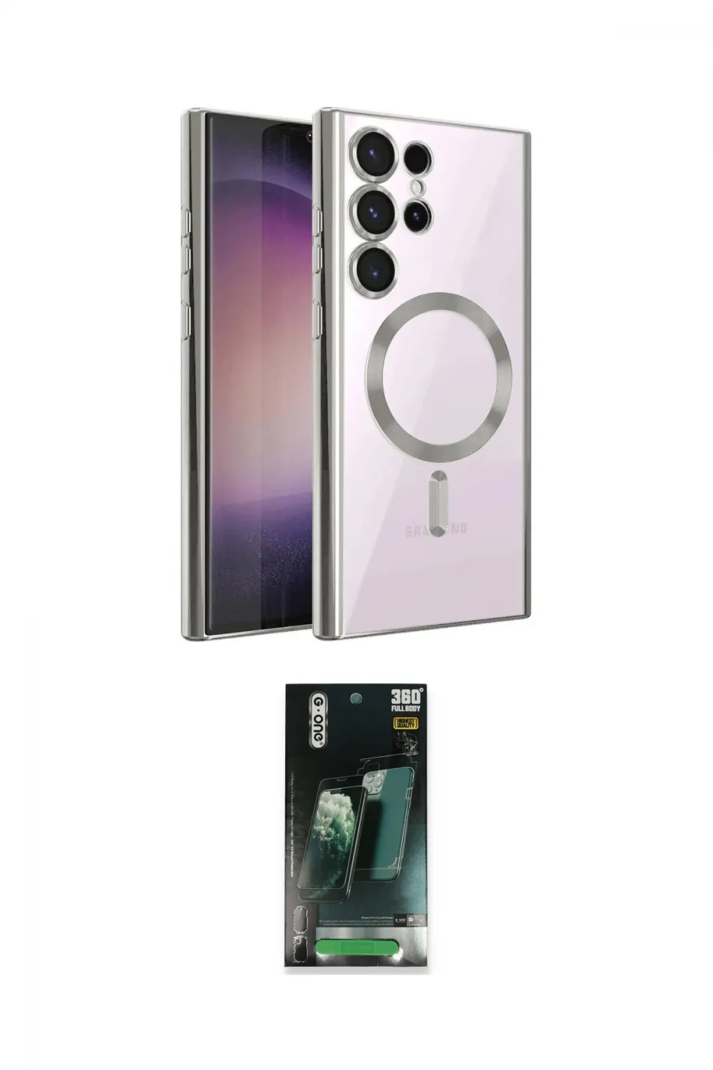 ieg™ Galaxy S24 Ultra Kılıf Nova Işık Özel Seri - Şeffaf 360 Full Body Arka Koruyucu