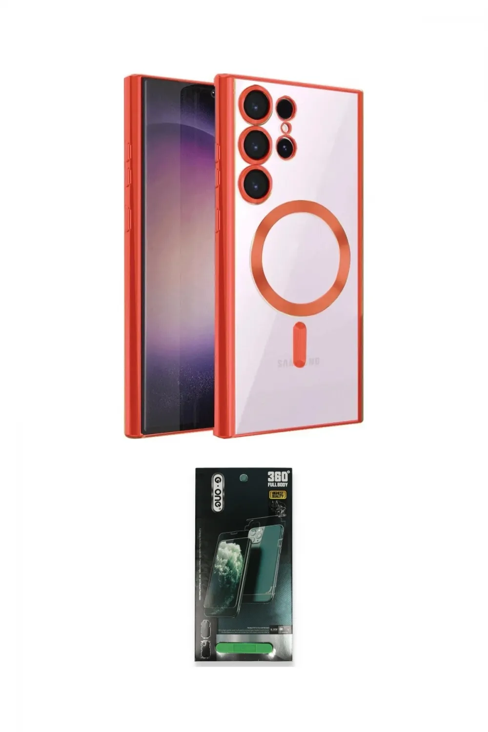 ieg™ Galaxy S24 Ultra Kılıf Nova Işık Özel Seri - Şeffaf 360 Full Body Arka Koruyucu