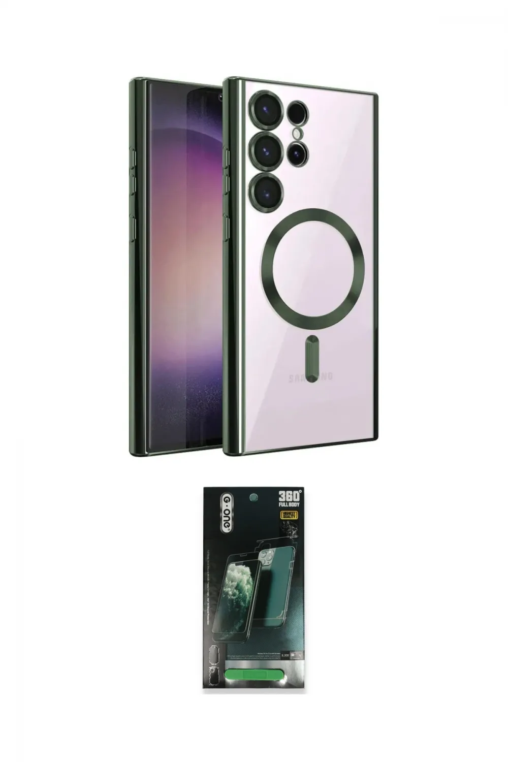 ieg™ Galaxy S24 Ultra Kılıf Nova Işık Özel Seri - Şeffaf 360 Full Body Arka Koruyucu