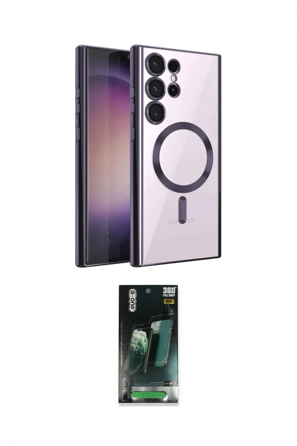ieg™ Galaxy S24 Ultra Kılıf Nova Işık Özel Seri - Şeffaf 360 Full Body Arka Koruyucu
