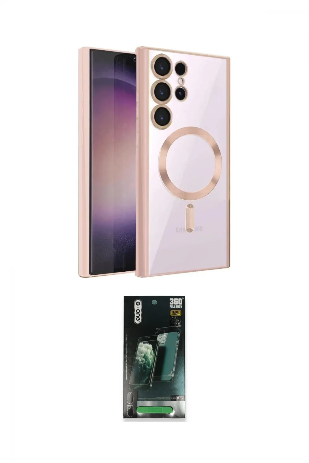ieg™ Galaxy S24 Ultra Kılıf Nova Işık Özel Seri - Şeffaf 360 Full Body Arka Koruyucu